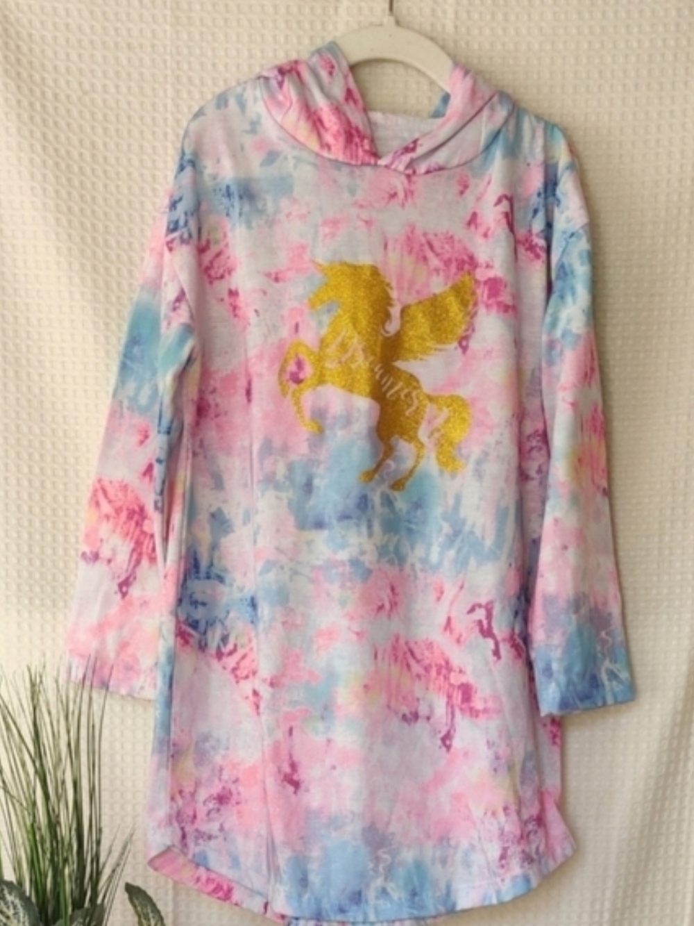 Sleep On It Girls Pullover Tie Dye Unicorn Night Gown Size 6/6X